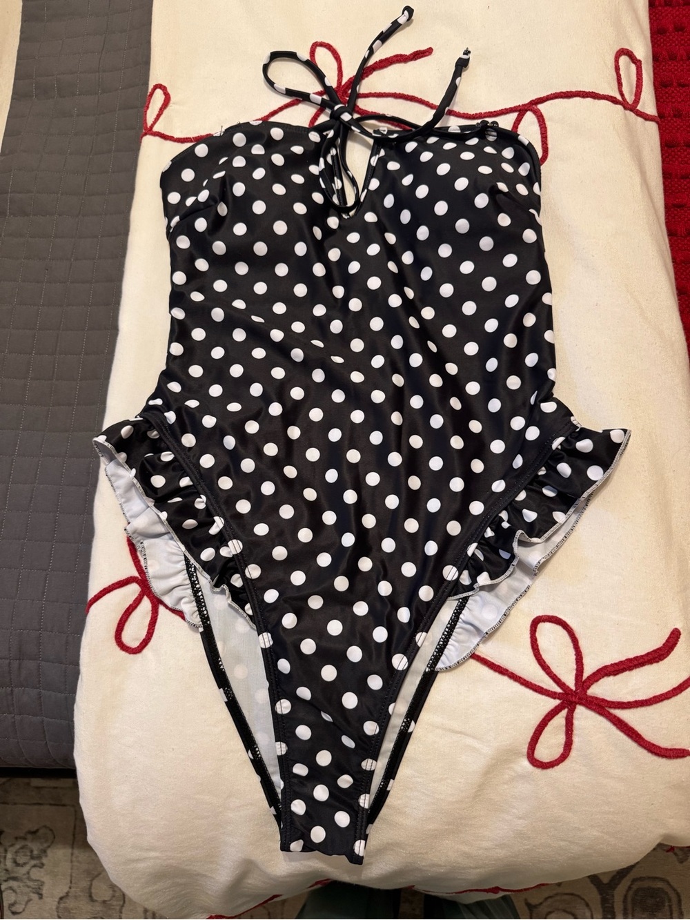 Black and White Polka Dot One-Piece Swimsuit